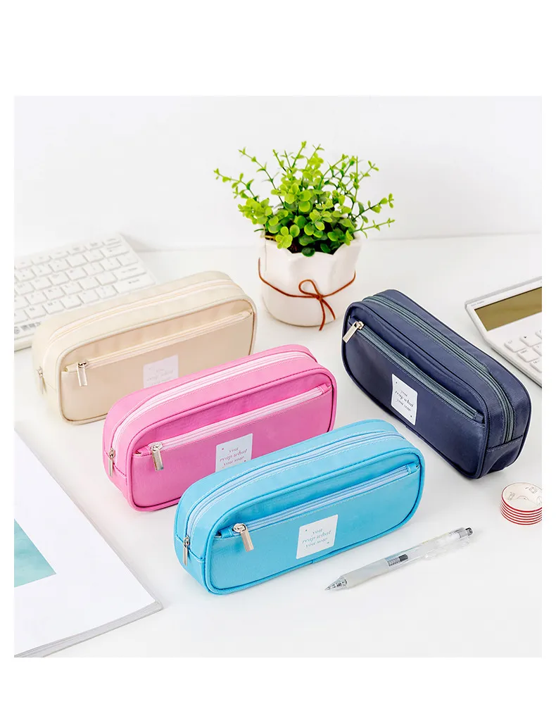 Factory Wholesale Large Capacity Pen Case Zippers Pen Bag Office Stationery Bag Pencil Case