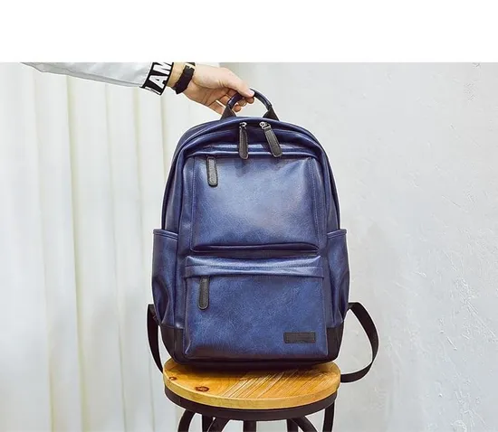 Fashion Bag Big-Capacity Travel Business PU Laptop Man Backpack Bag