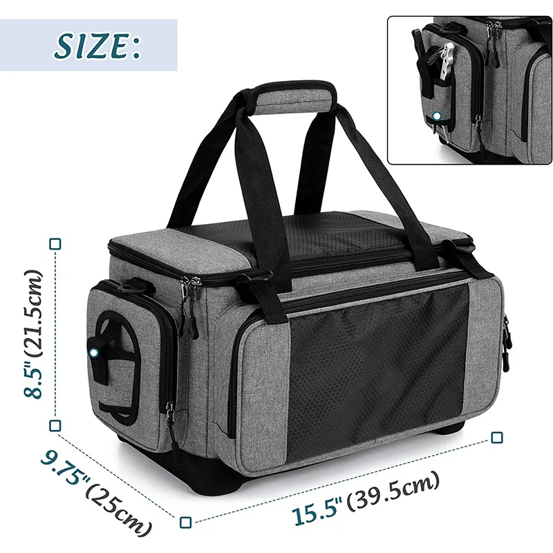 2024 New Fishing Gear Luggage with Rod Frame Waterproof Fishing Gear Storage Bag with EVA Anti Slip Base