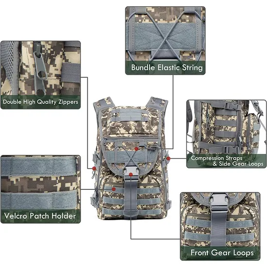 Tactical Style Camouflage Style Hiking Camping Backpack