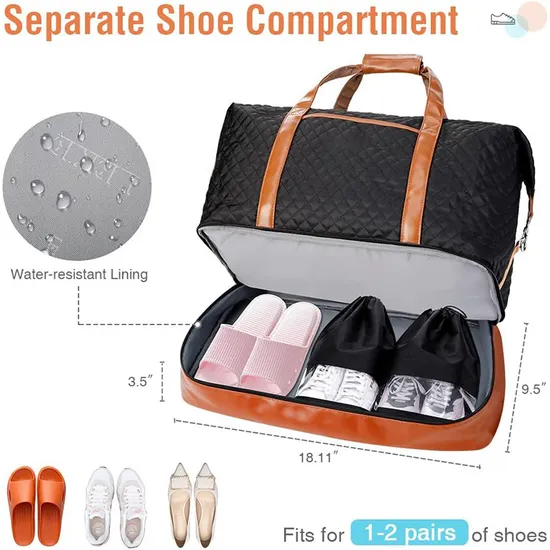 Hot Selling Women′s Overnight Bag Business Travel Bag Set with Shoe Compartment