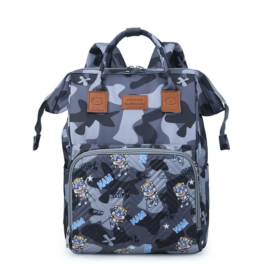 Trendy Wave Pattern Mommy Bag Large Capacity Lightweight Baby Diaper Backpack