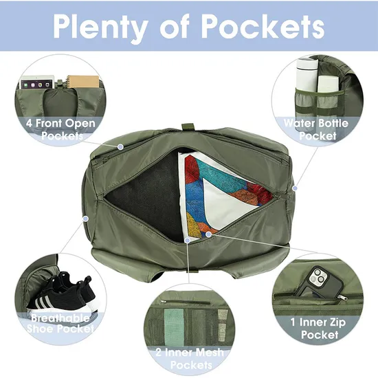 Factory Cross-Border Hot Selling Women′s Waterproof Fitness Bag Gym Yoga Mat Handbag