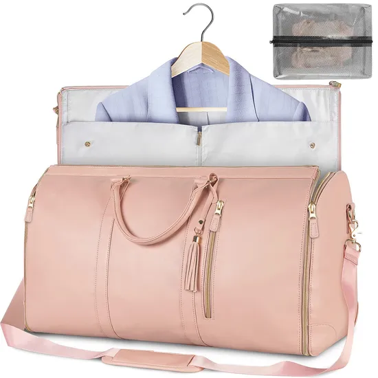 New Women Folding Suit Travel Bag Multi Functional Storage Large Capacity PU Handheld Luggage Bag