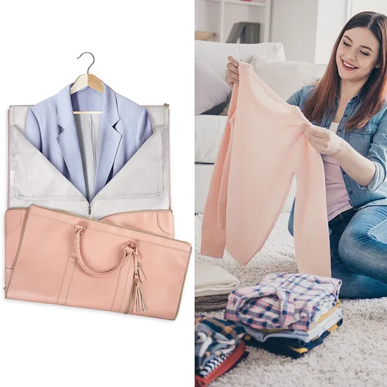 New Women Folding Suit Travel Bag Multi Functional Storage Large Capacity PU Handheld Luggage Bag