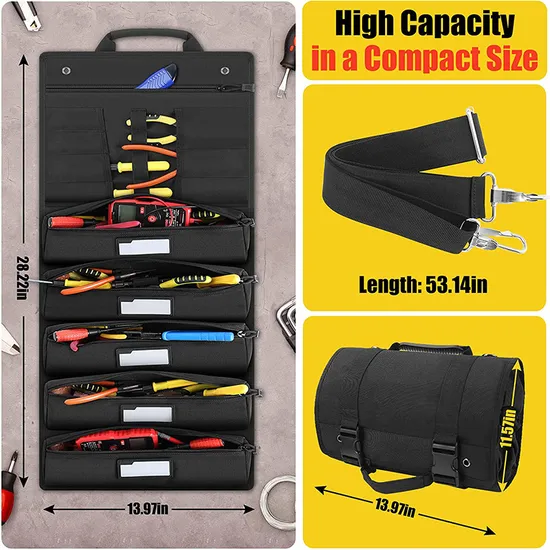 Factory Customized Cross-Border High-Capacity Wear-Resistant Portable Tool Storage Roll Bag Tool Storage Bag