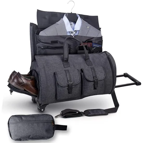 Expandable Clothing Bag Pull Rod Luggage Bag Suit Bag with Shoe Compartment