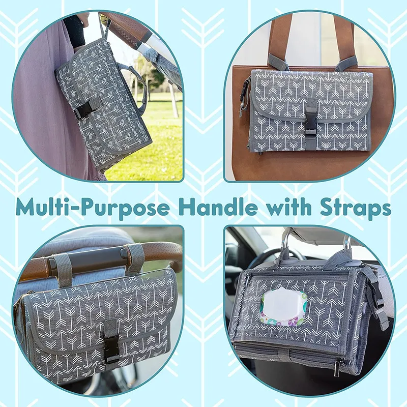 Cartoon Printed Pattern Waterproof Baby Urinary Pad Baby Stroller Hanging Bag Portable Diaper Bag