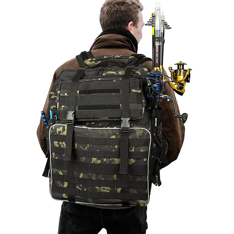 Factory Customized Tactical Camouflage Large Capacity Road Bag Fishing Gear Backpack Fishing Bag