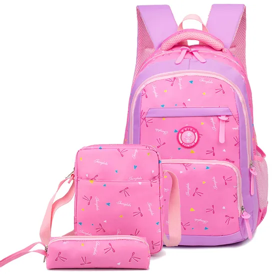 Factory Primary and Secondary School Students Bag Fashion Casual Backpack Three Piece Set