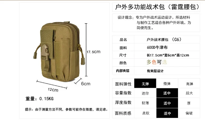 Outdoor Sports Multi Functional Tactical Waistpack Attachment Mobile Hanging Bag