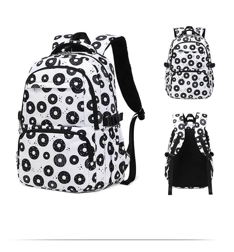 2024 New Cute Three Piece Set for Middle School Students with Printed Large Capacity Backpack