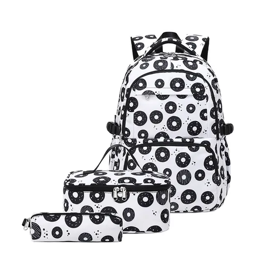 2024 New Cute Three Piece Set for Middle School Students with Printed Large Capacity Backpack