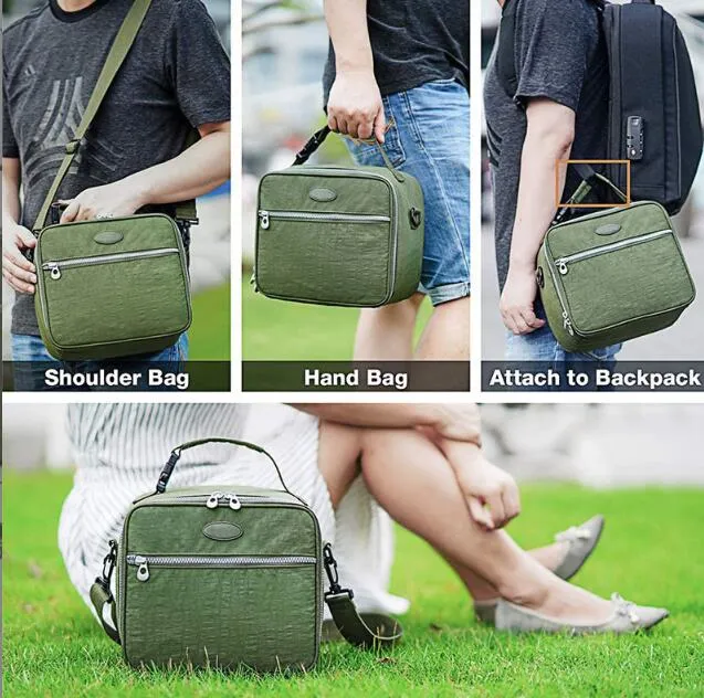 Custom Printed Lunch Bag for Office Travel Picnic Portable Food Takeway Shoulder Bag Thermal Insulated Cooler Bag