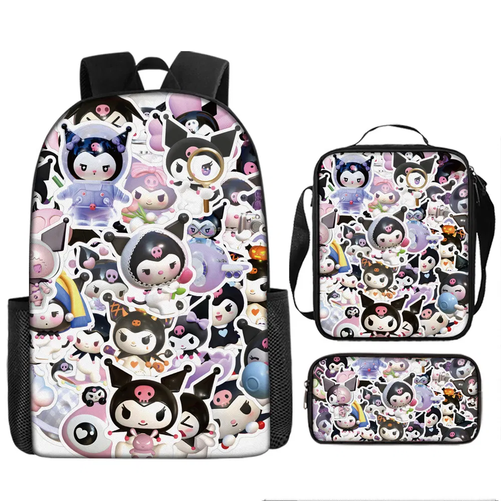 Anime Uromi Three Piece Set Kt Cat Cartoon Primary and Secondary School Student Backpack Children&prime;s Backpack