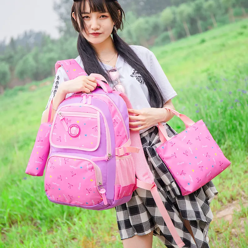 New Three Piece Set of Casual Waterproof Lightweight Backpack for Primary and Secondary School Students