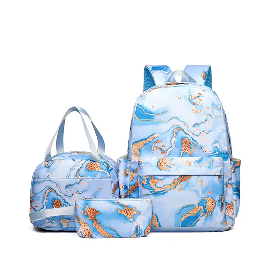 New Gradient Fashion Backpack for Junior and High School Students Three Piece Backpack Set