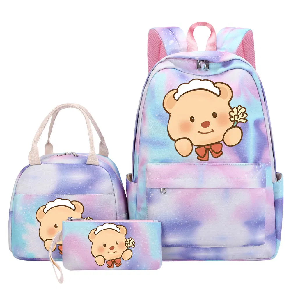 Butter Bear Student Children&prime;s Backpack Handbag Pencil Case 3-Pieces Set