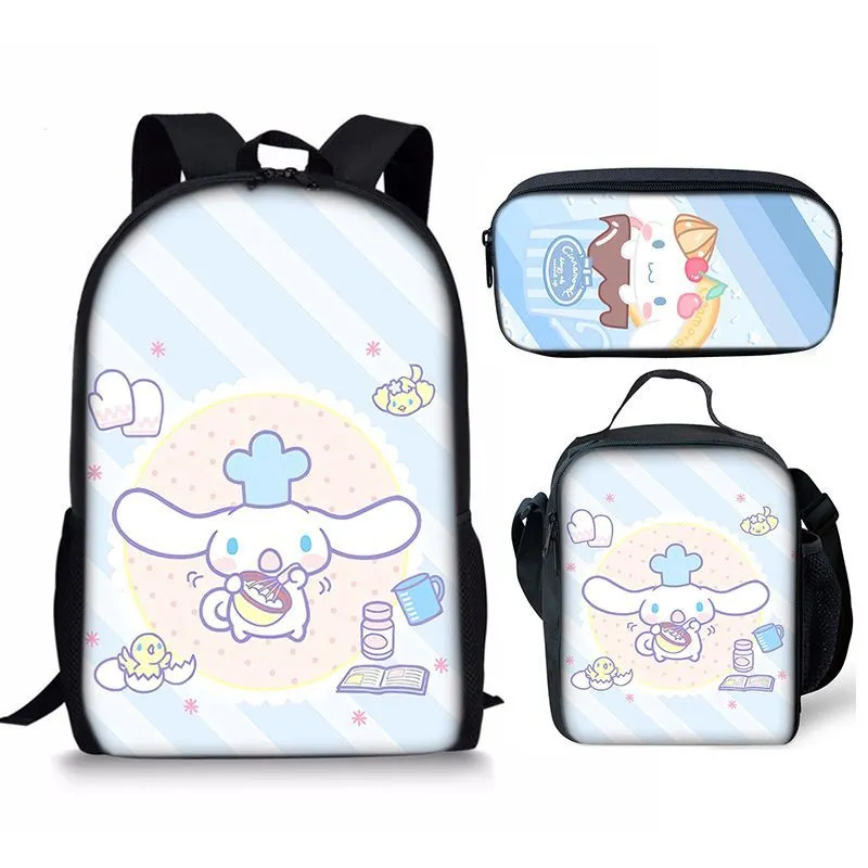 Cinnamoroll Big Ear Dog Primary and Secondary School Student School Backpack Three Piece Set