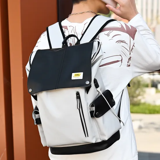 15.6-Inch Computer PU Backpack Large Capacity Splash Proof Backpack