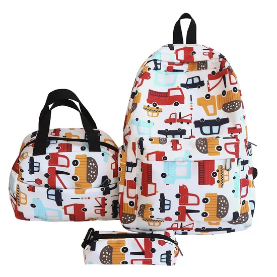 2024 New Printed Children′s Backpack with Large Capacity Three Piece Set for Primary and Secondary School Students