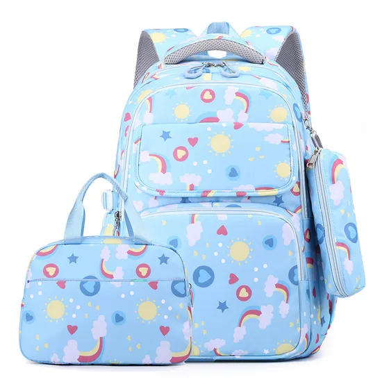 Three Piece Primary School Backpack Set Lightweight Large Capacity Backpack