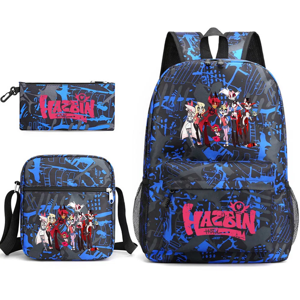 Schoolbags Around Hell Inn Anime Three Piece Schoolbag for Students Cartoon Printing Trend Backpack