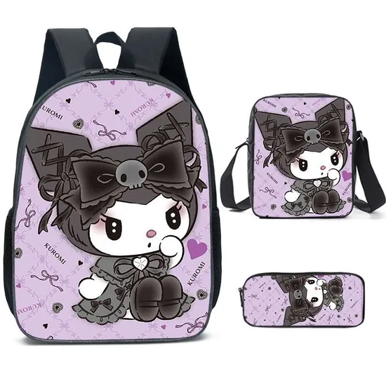 Lomi Kuromi Backpack Lunch Bag Pencil Case Three Piece Set Elementary School Backpack