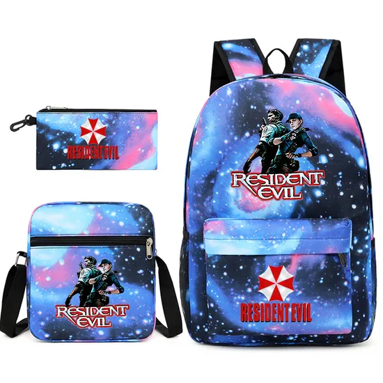 Cartoon Custom Design Backpack Student Pencil Case Single Shoulder Bag Backpack Three Piece Set