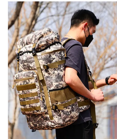Outdoor Sports Backpack Mountaineering Hiking Travel Backpack 80L Large Capacity Lightweight Tactical Bag