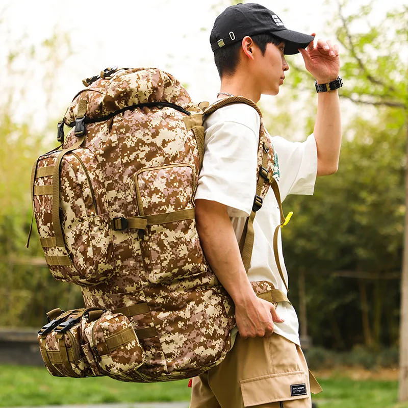 100L Large Capacity Camouflage Waterproof Sports Backpack Outdoor Camping Backpack