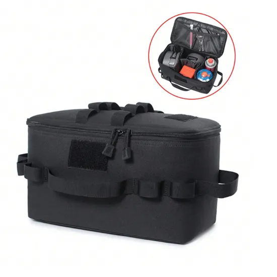 Outdoor Camping Molle Storage Bag Gas Stove Can Pot Carrying Basket Bag Picnic Bag Cooking Utensil Storage Bag