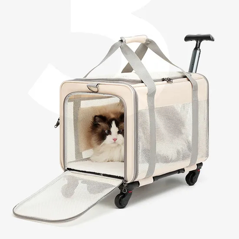 Large-Capacity Trolley Pet Carrying Bag Breathable Dog Bag Foldable Trolley Breathable Cat Shoulder Bag