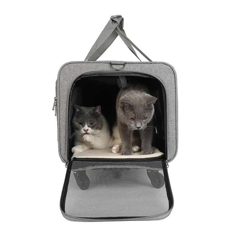 Multifunctional Pull Rod Tug Double Compartment Pet Travel Pull Rod Bag Detachable Foldable Universal Wheel Folding Cat Bag