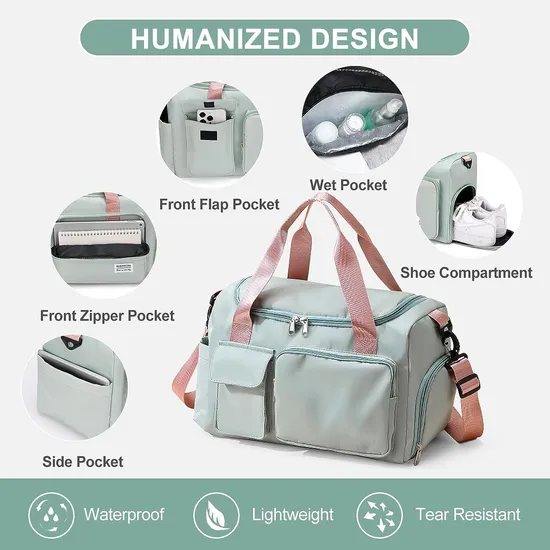 Outdoor Sports Waterproof Custom Print Large Capacity Duffel Bag with Shoe Compartment Custom Gym Bag