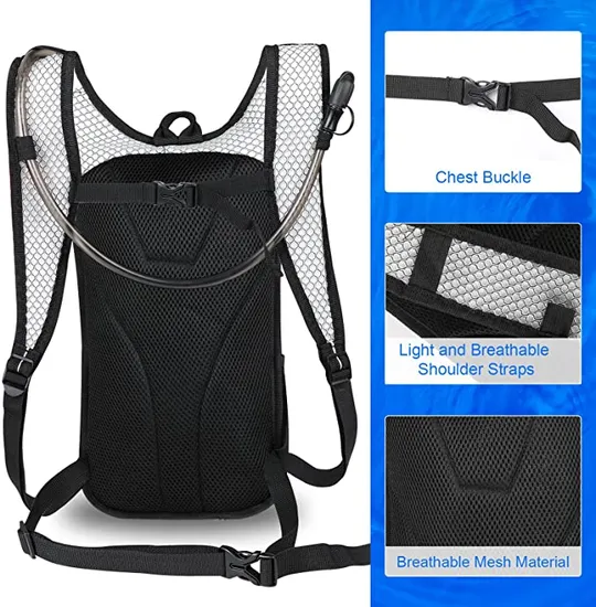 Hydration Backpack with 70oz Water Bladder 2 Waist Pouch Water Pack Lightweight Nylon Hydration Pack for Hiking Camping Cycling