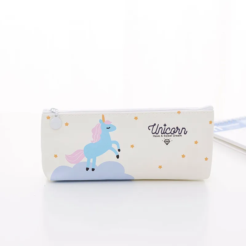 Creative Stationery Cartoon Cute PU Leather Unicorn Pencil Bag