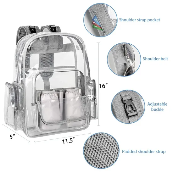 Custom Stylish Holographic School Bag Outdoor Waterproof Clear Transparent PVC Student Backpack