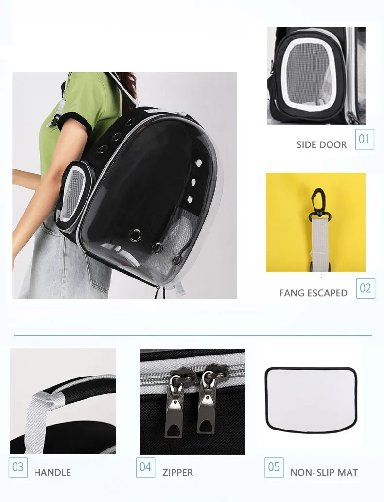 Customize Portable Cat Backpack Travel Transparent Bubble Pet Carrier