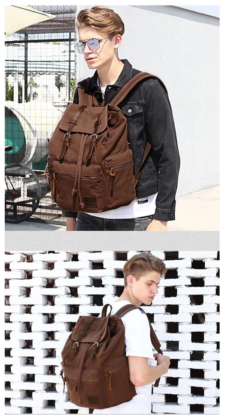 Canvas 15.6 Inches Computer Bag Retro Bags Casual Sports Laptop Backpack School Bags