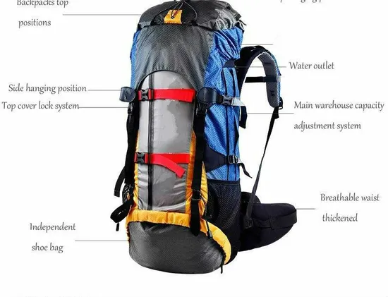 Factory Custom Outdoor Sports Waterproof Mountaineering Backpack Camping Hiking Backpack