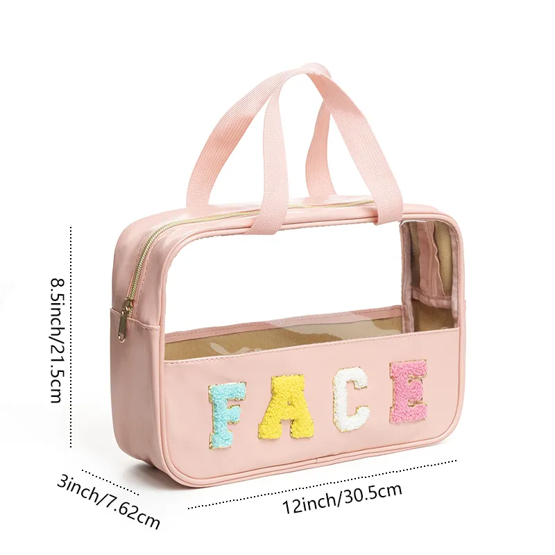 Custom Colors Large Capacity Water Resistant Makeup Cosmetic Bag Portable Travel Clear Toiletry Bag