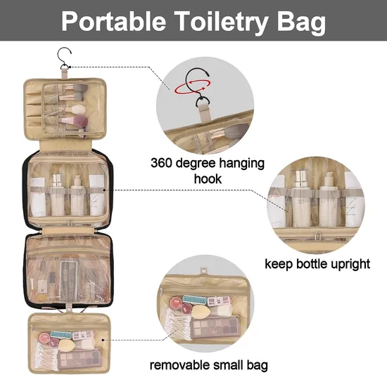 OEM Large-Capacity Water-Resistant Hanging Makeup Organizer Cosmetic Bag