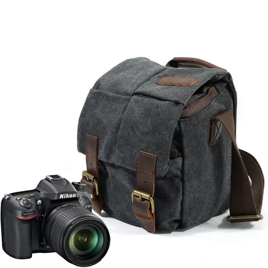Canvas Bag Crossbody One Shoulder Retro Photography Waterproof Micro DSLR Camera Bag