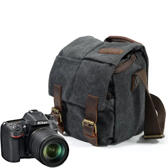 Canvas Bag Crossbody One Shoulder Retro Photography Waterproof Micro DSLR Camera Bag