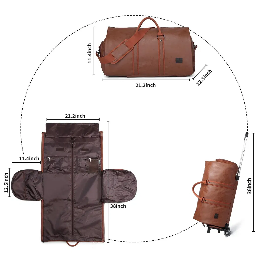 Travel Suit Bag with Wheels Luggage Clothing Storage Detachable Pull Rod Travel Clothing Bag