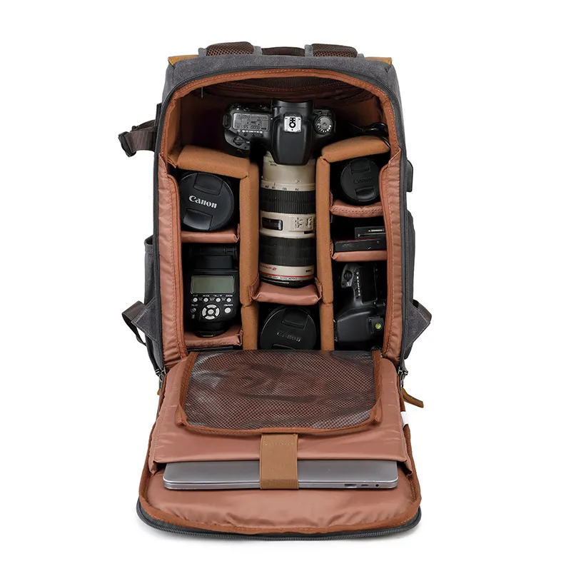 SLR Camera Bag Waterproof and Anti-Theft Large Capacity Canvas Drone Backpack