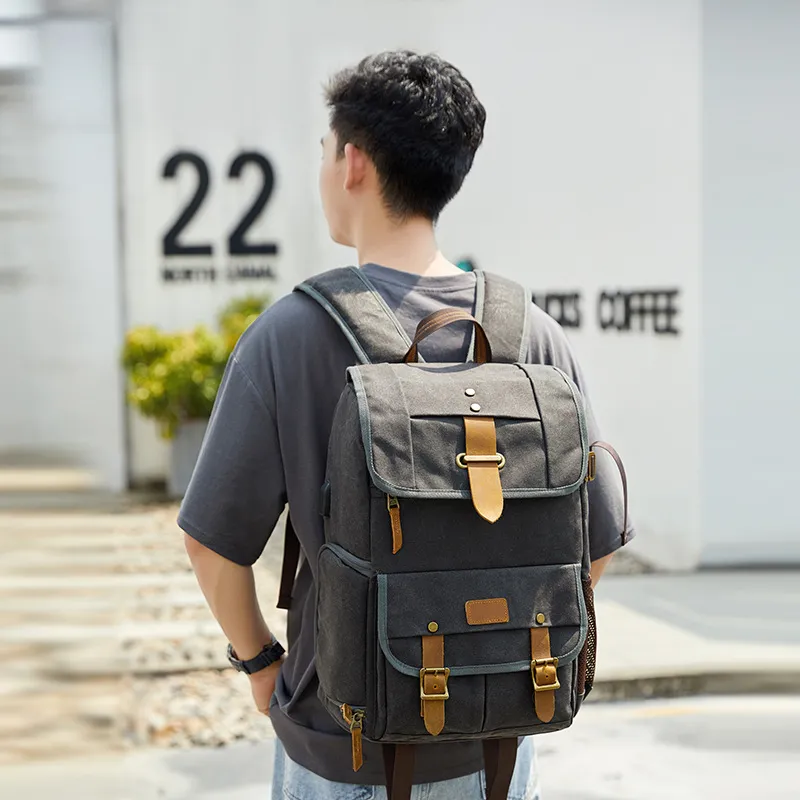 Outdoor Photography Bag Digital SLR Professional Waterproof Wax Dyed Canvas One Shoulder Camera Bag