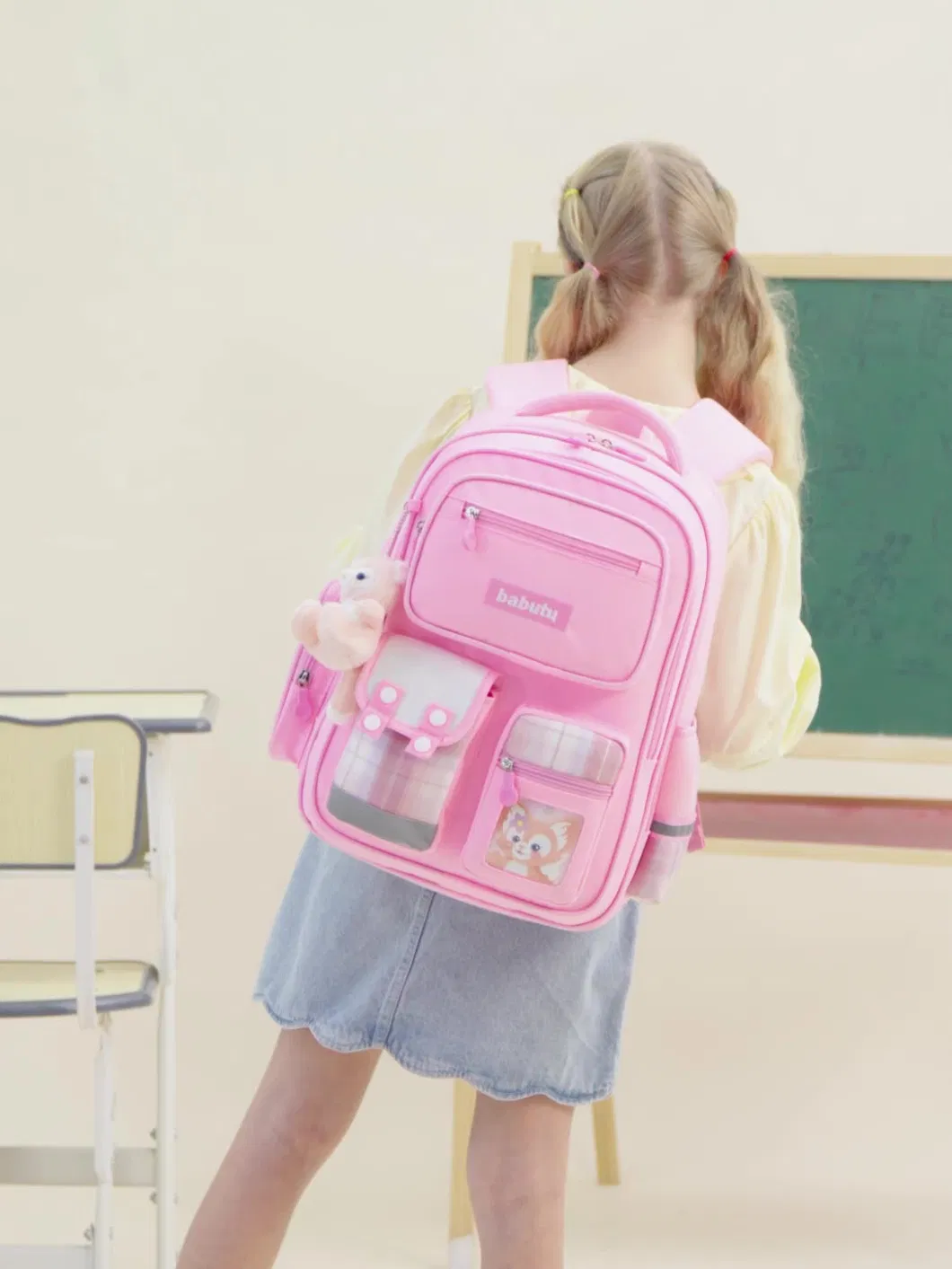 New Elementary School Backpack for Girls with Lightweight and Load Reducing Plaid Backpack F