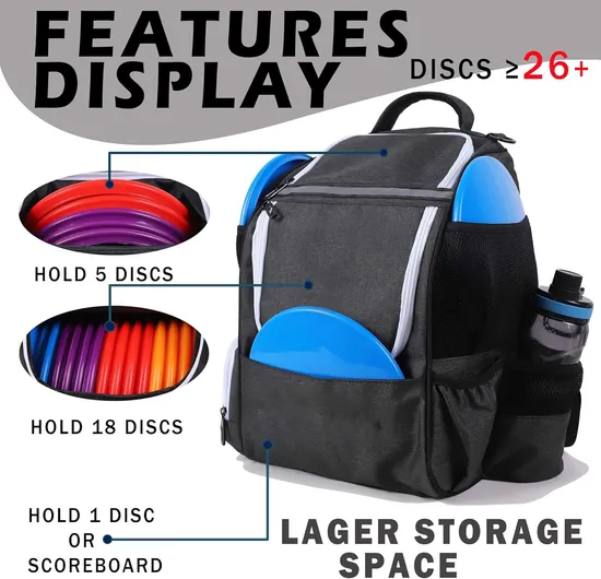 Frisbee Golf Discgolf Backpack Discs Huck Pack Multi-Functional Dividers Tactical Grip Disc Golf Backpack